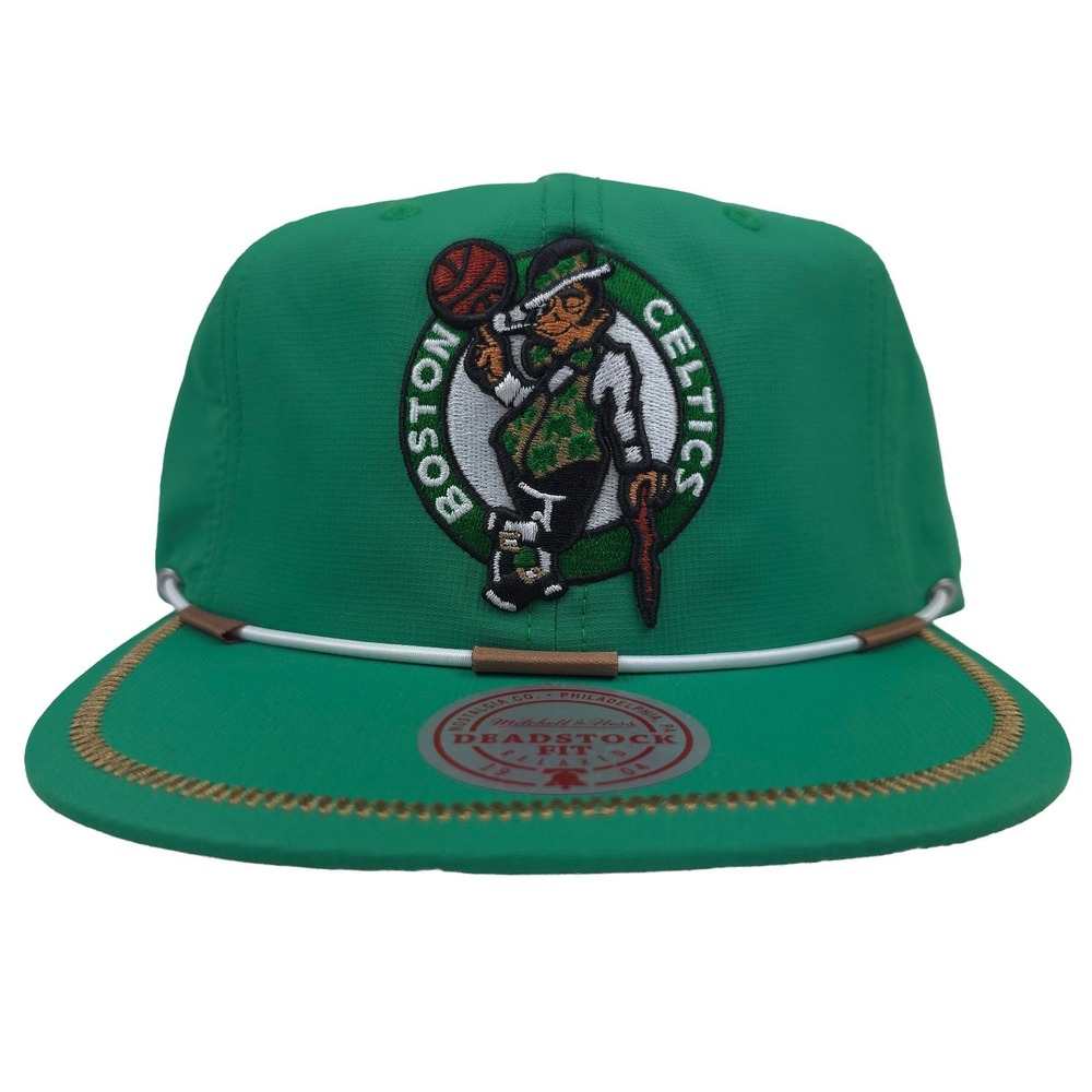 Boston Celtics Mitchell & Ness NBA Deadstock Fit Hat Cap 3D Logo Roped Bill NWT